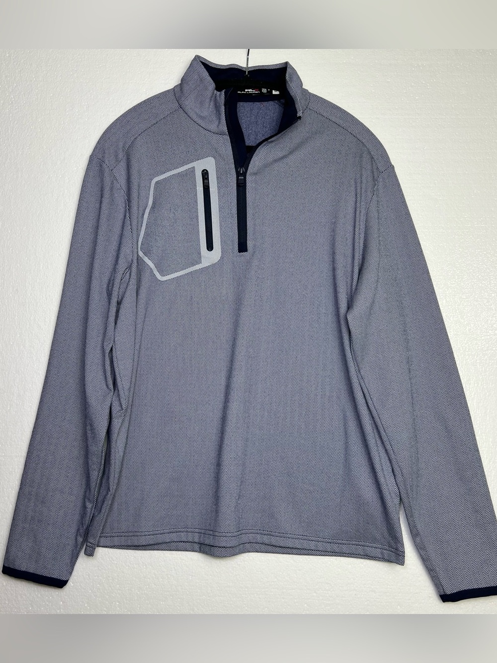RLX Ralph Lauren Performance Jersey Quarter Zip Pullover Navy/white Golf size M